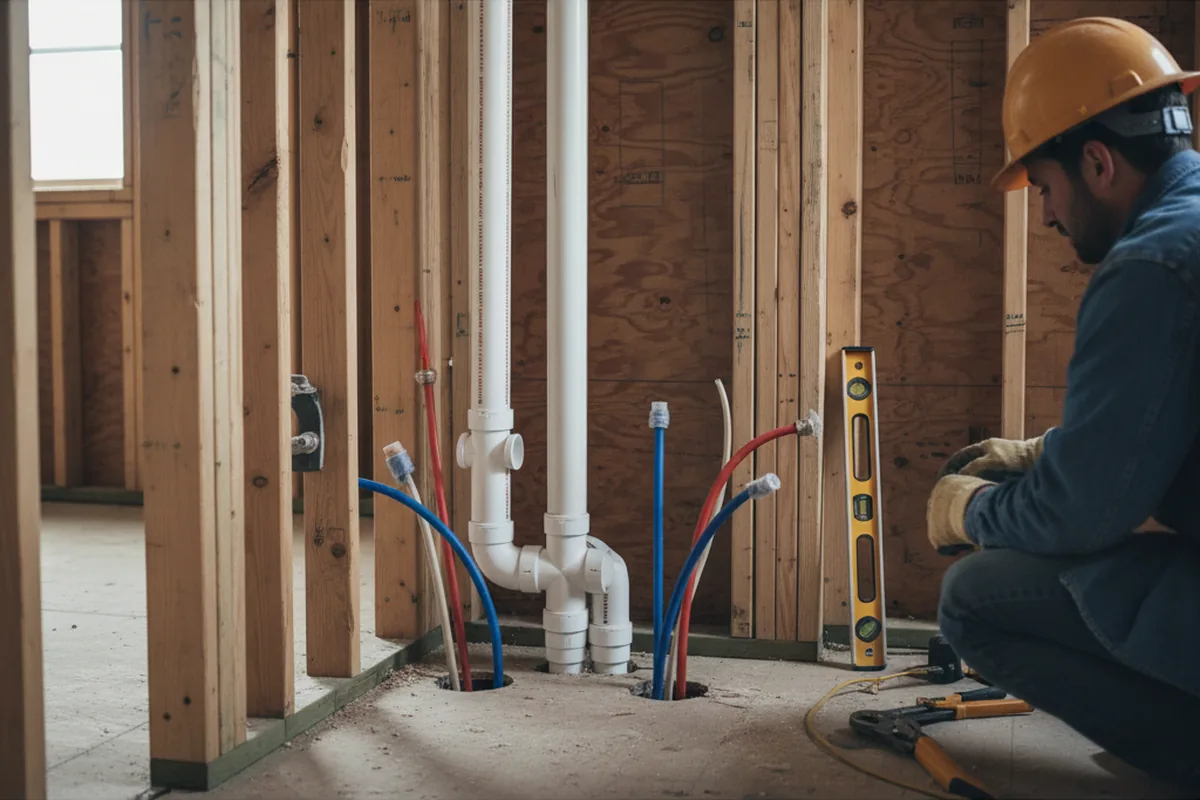 Drain and supply rough-in during Drain Cleaning in Cheyenne